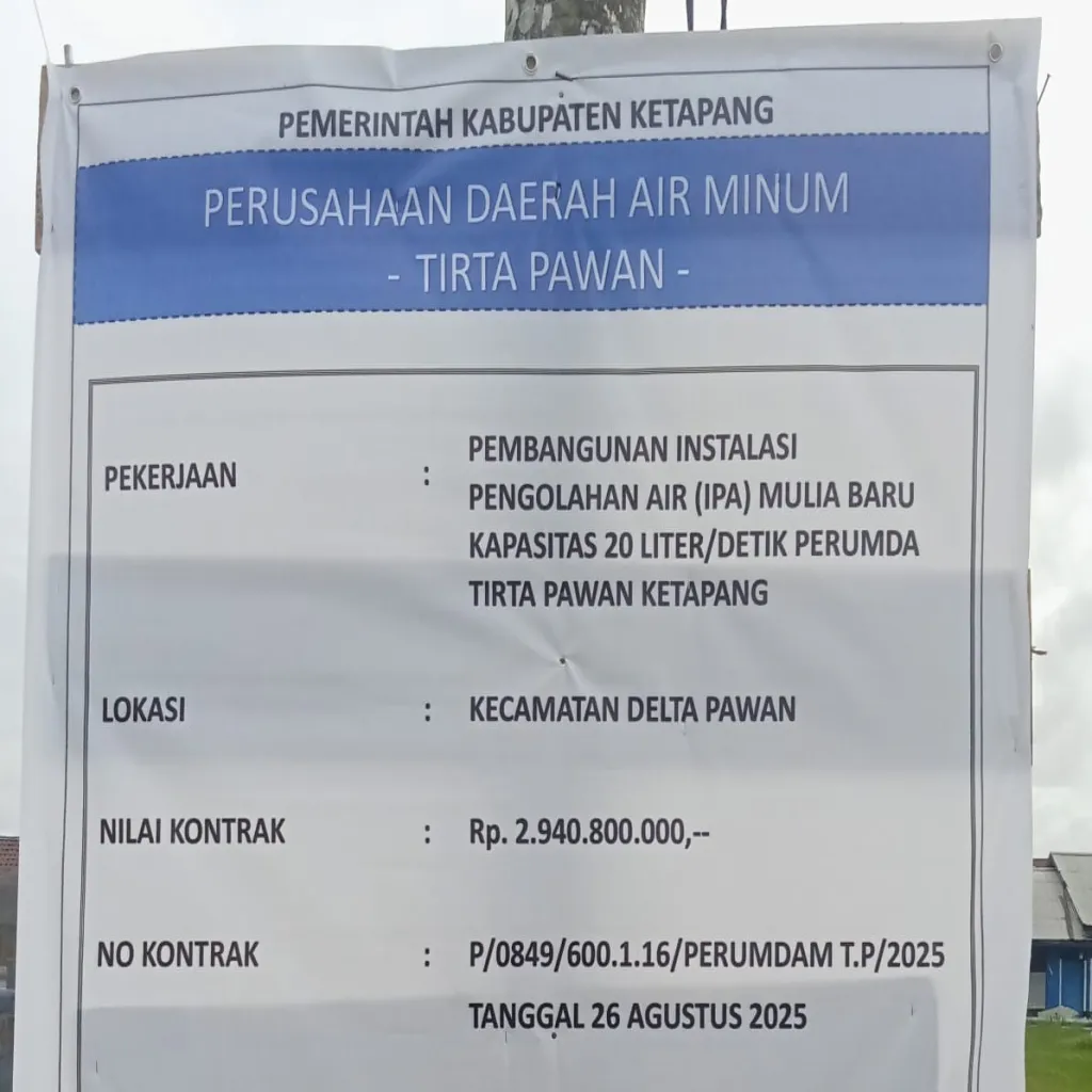 Dana APBD Rp2,9 Miliar Diduga Bermasalah, Proyek PDAM Ketapang Tanpa Papan Informasi, IWO Soroti Bau Penyimpangan